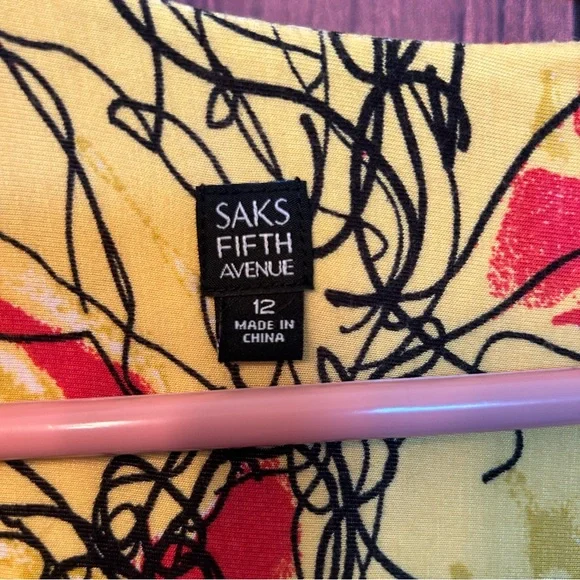 Saks Fifth Avenue Red and Yellow Puff Sleeve Midi Sundress - Picture 2 of 7